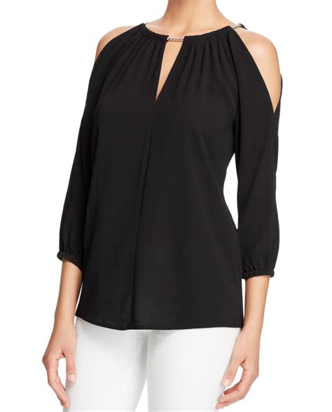 michael kors top cold shoulder split sleeve|macy's Michael Kors shirt.